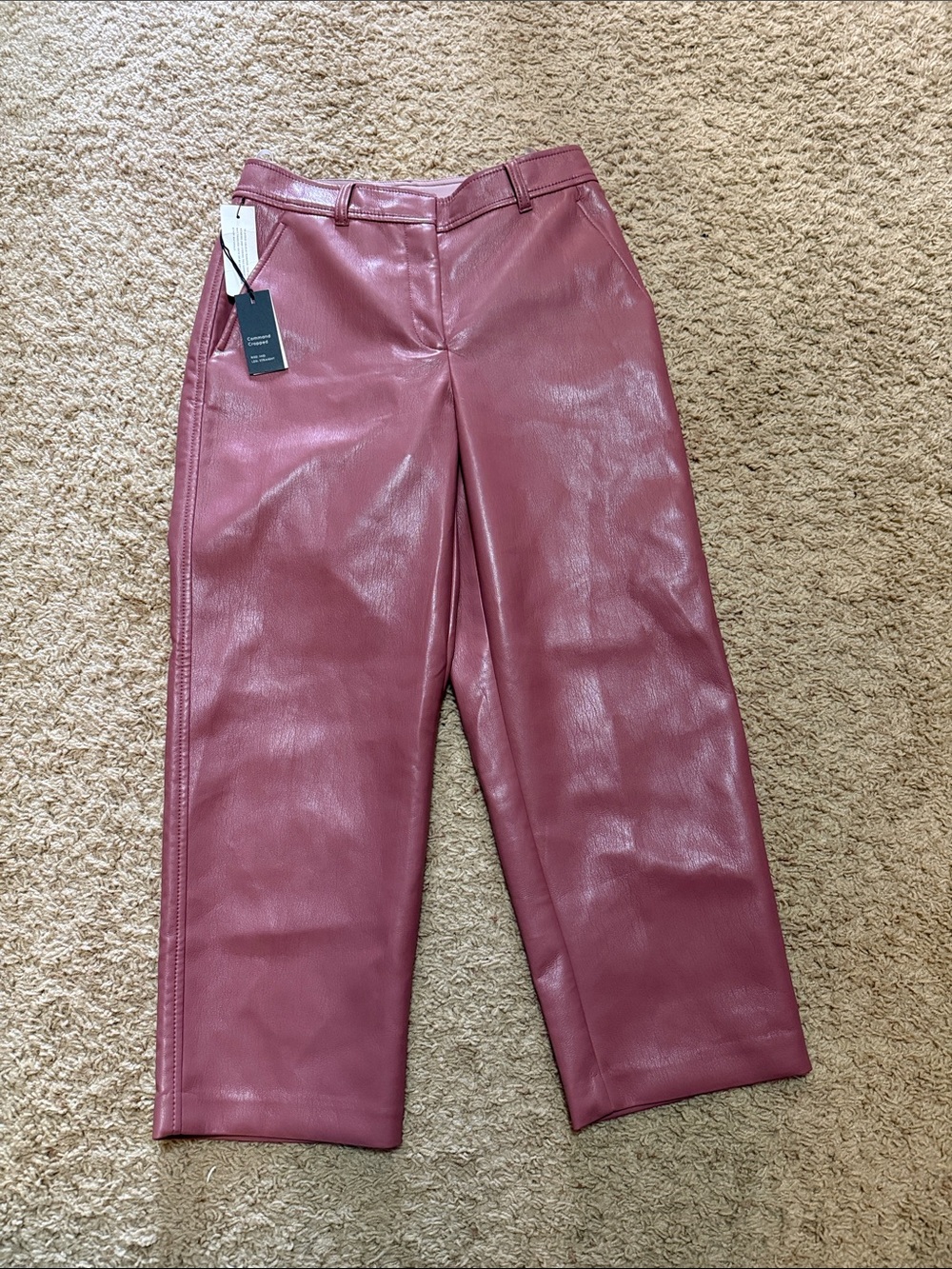 Babaton Cropped Faux Leather Pants in Dusty Rose - 4